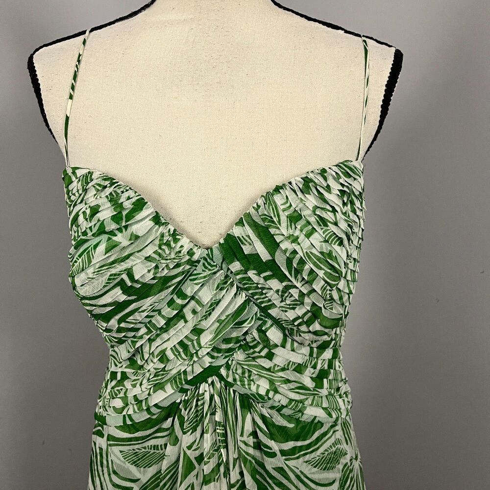 Tadashi Collection 100% Silk Green/White Floral Cocktail Dress Women's 10 - Picture 3 of 9